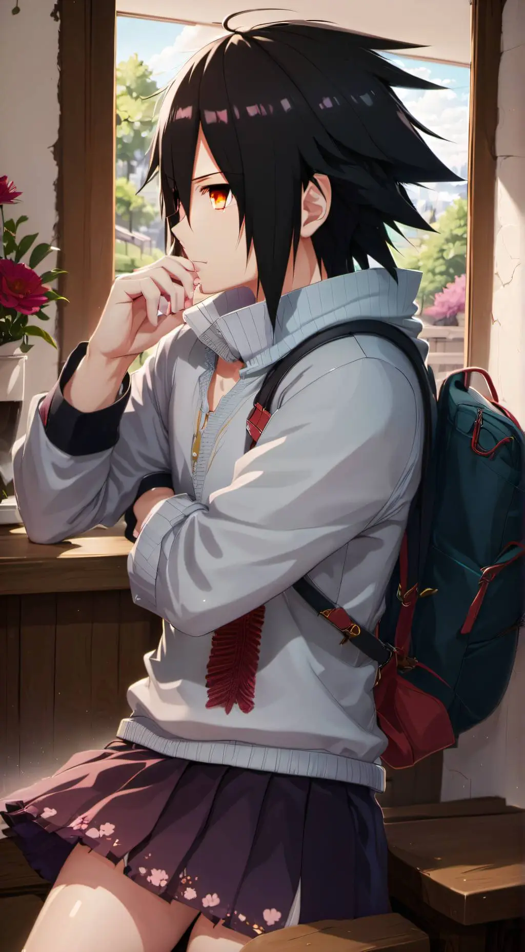 ai character: Sasuke  background