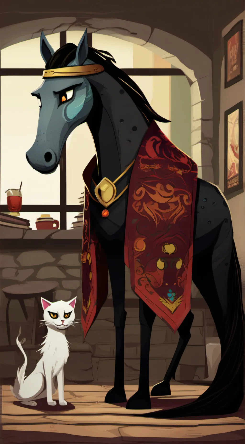 ai character: long horse background
