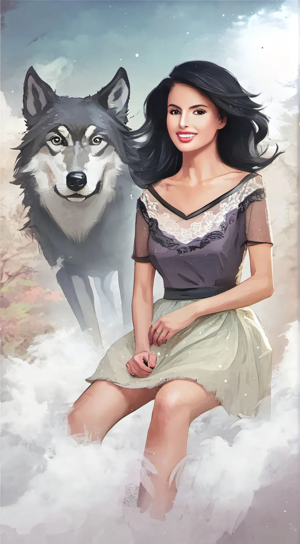 ai character: a wolf in the pack background