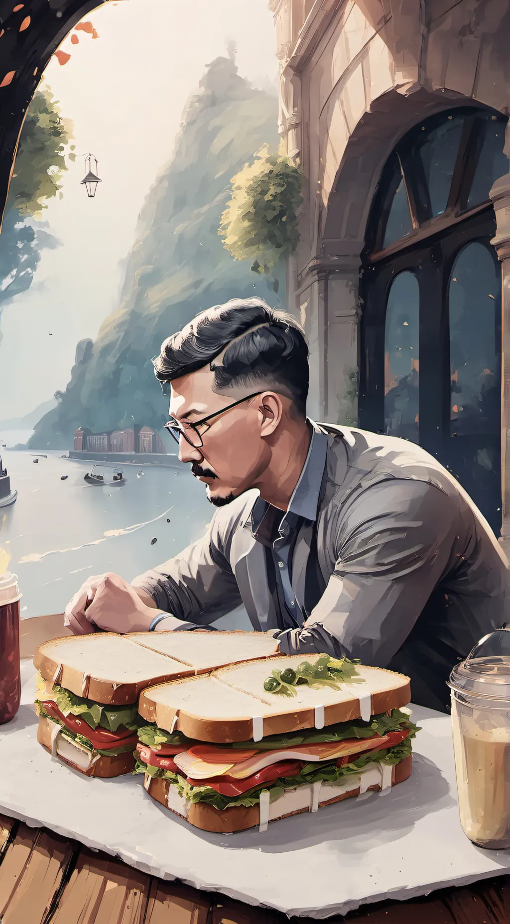 ai character: sandwich background