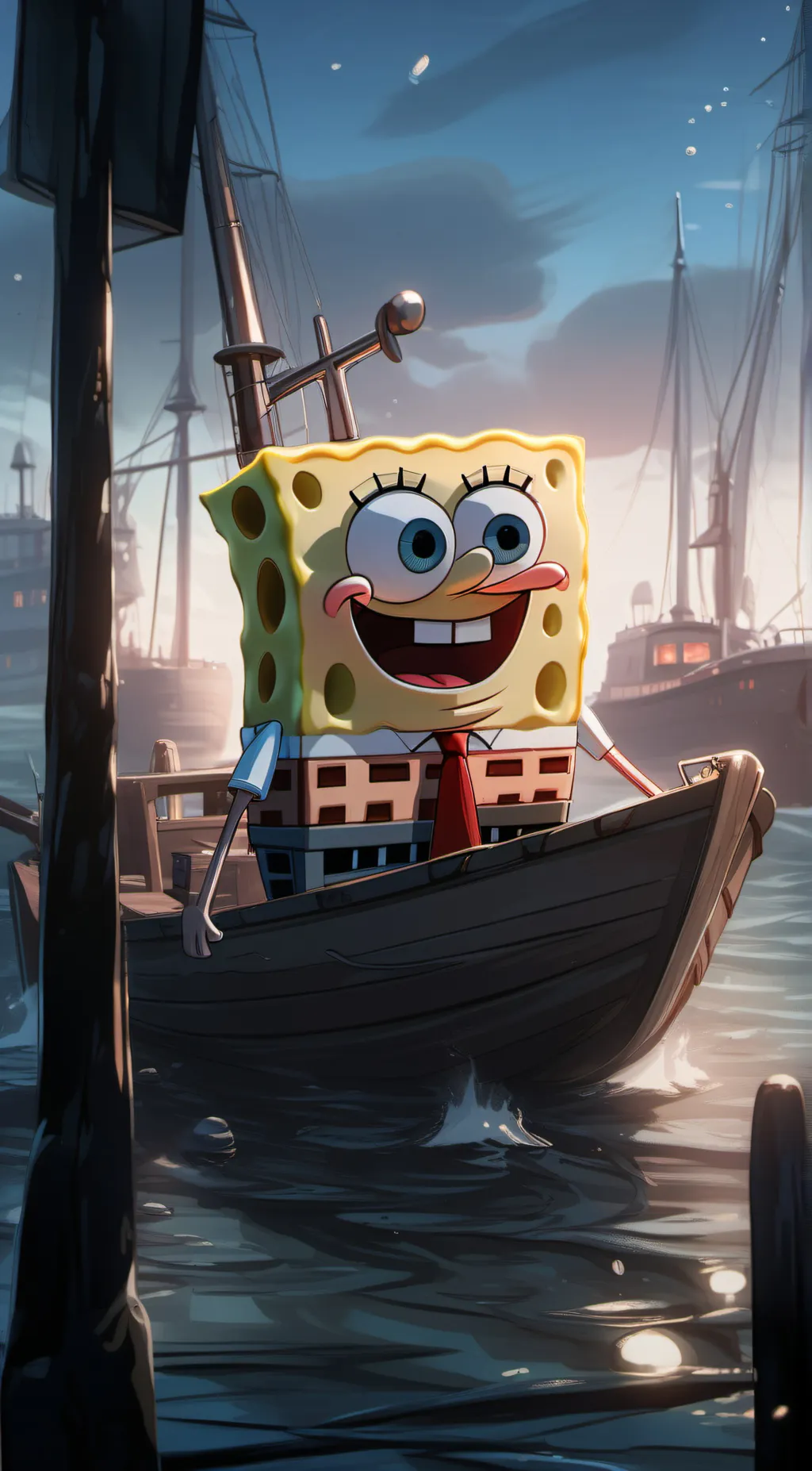 ai character: SpongeBob  background