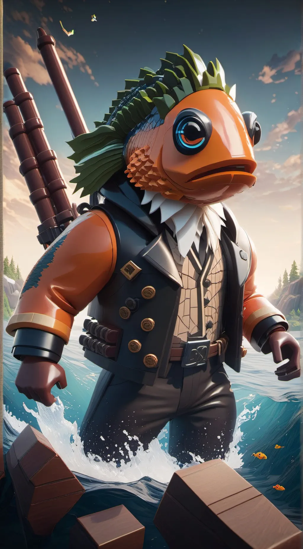 ai character: fish stick background