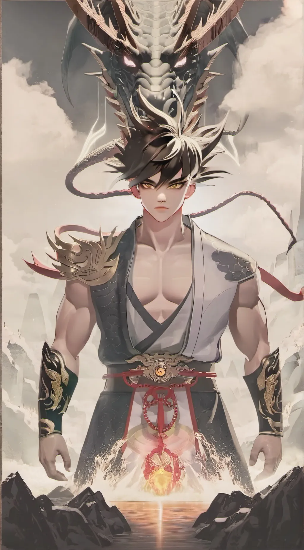 ai character: dragon god angel background