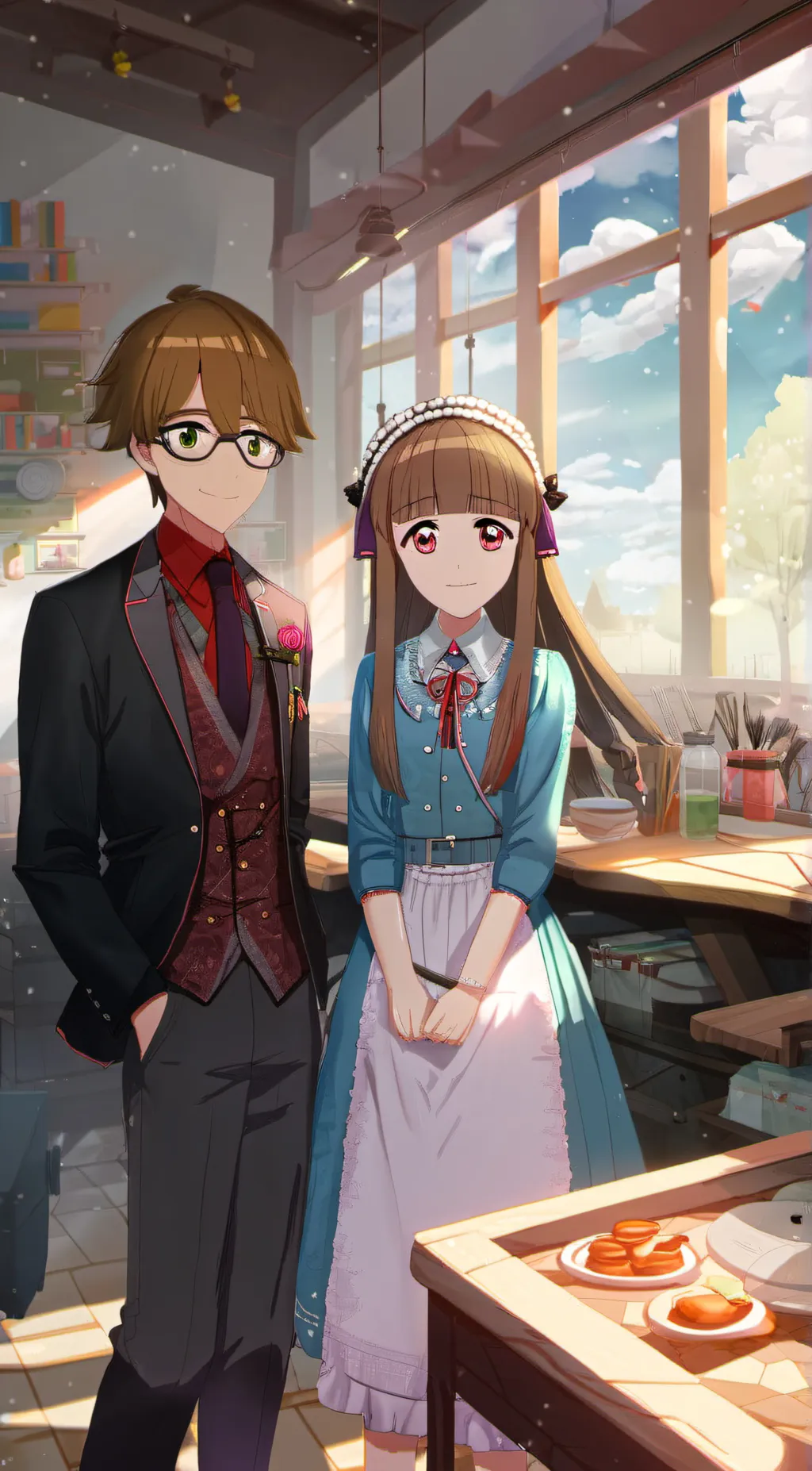 ai character: Sylvia and Alex  background