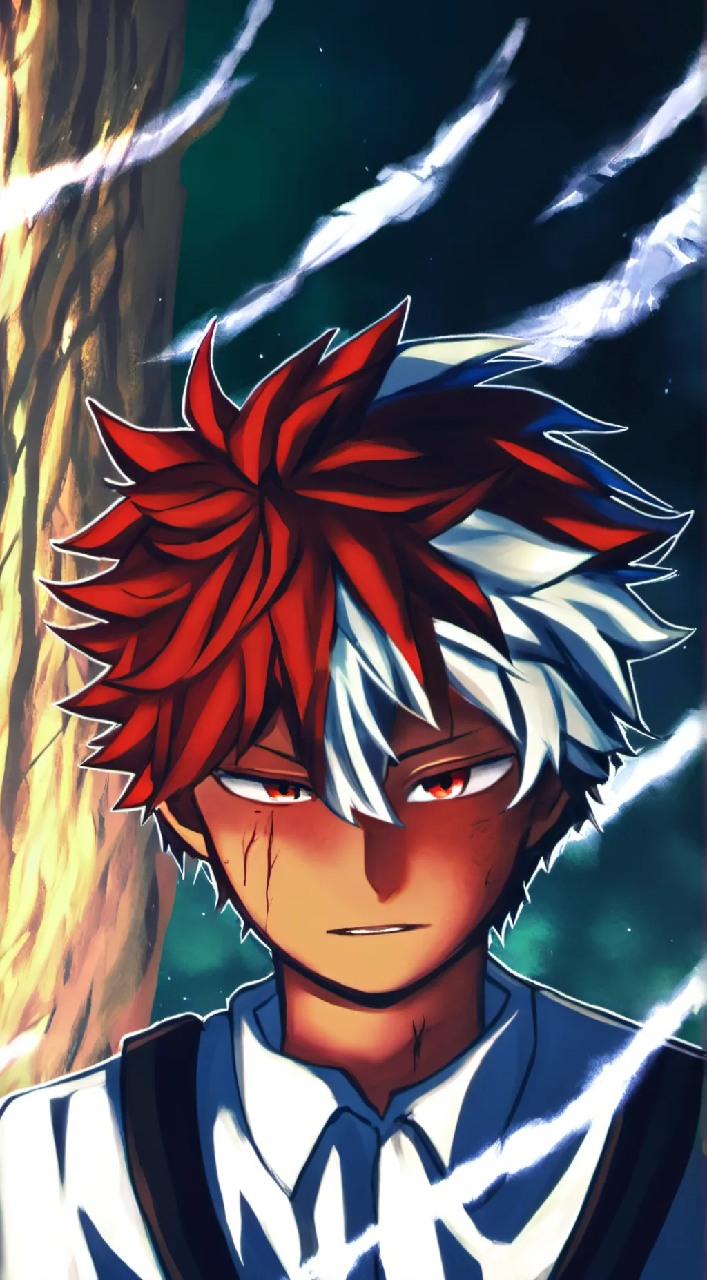 ai character: Shoto Todoroki  background
