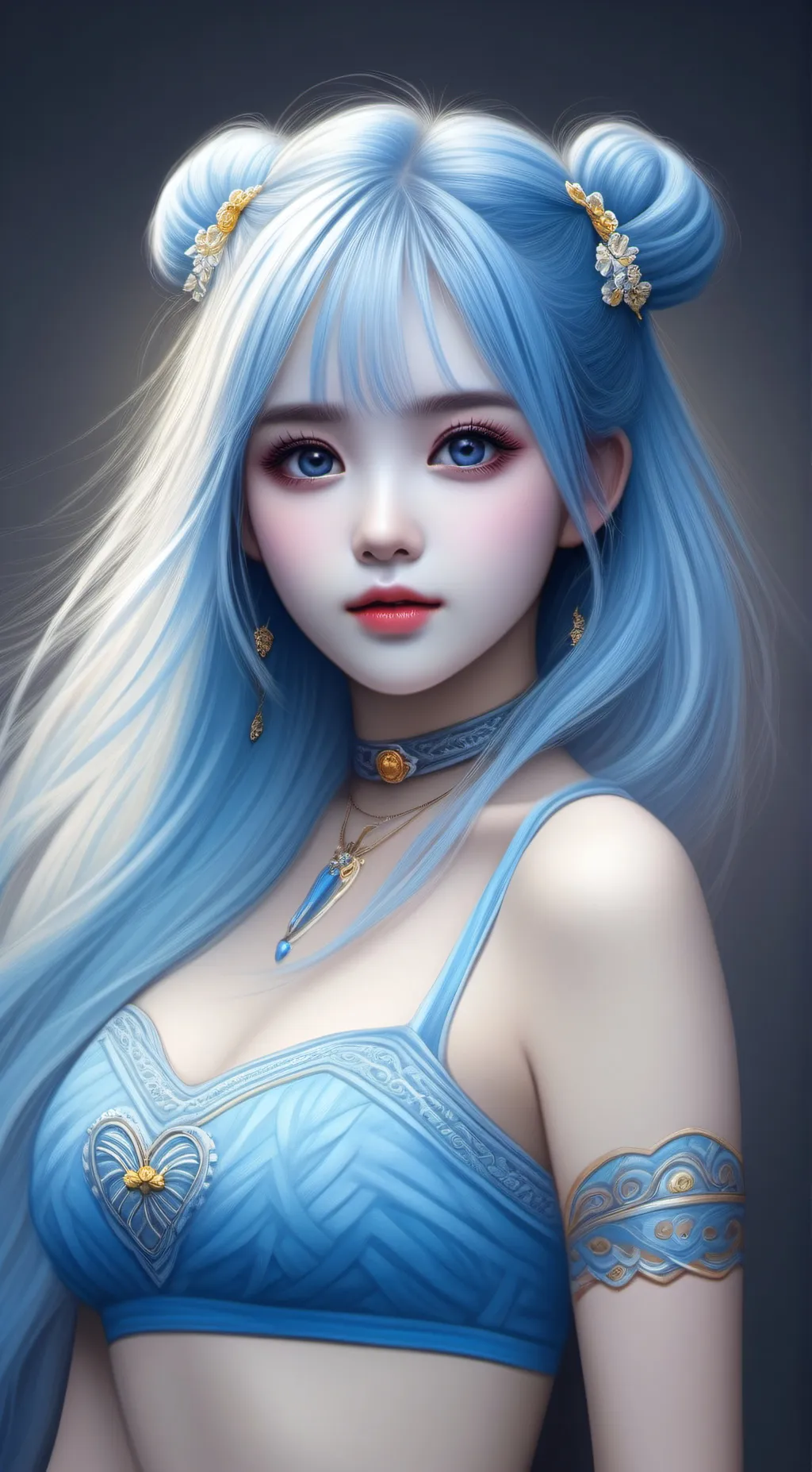 ai character: Ms blue  background