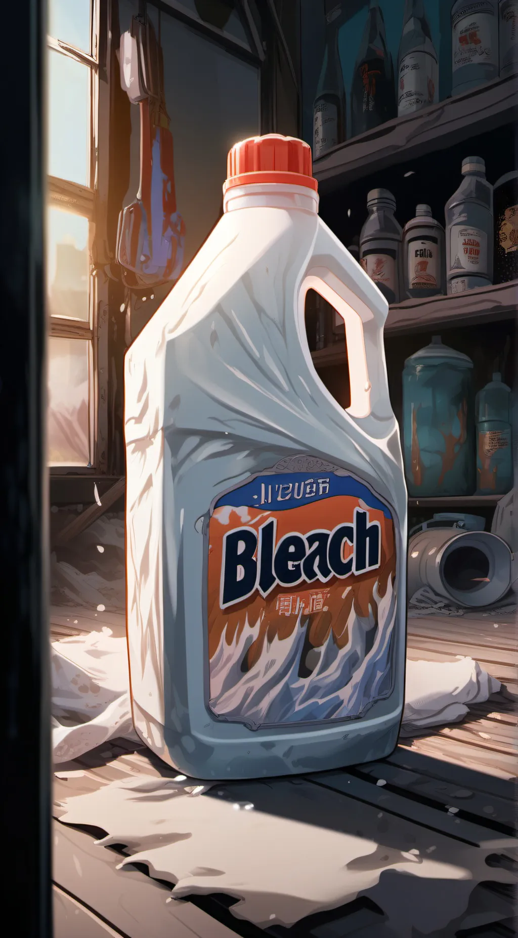 ai character: bottle of bleach background