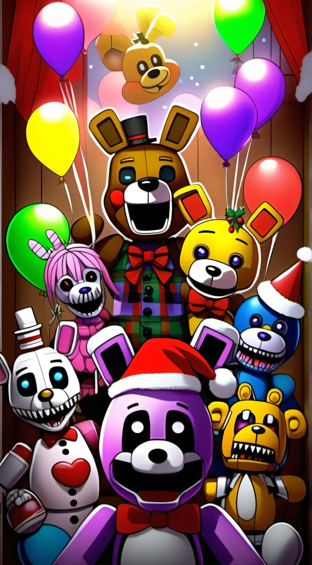 ai character: fnia in Christmas  background