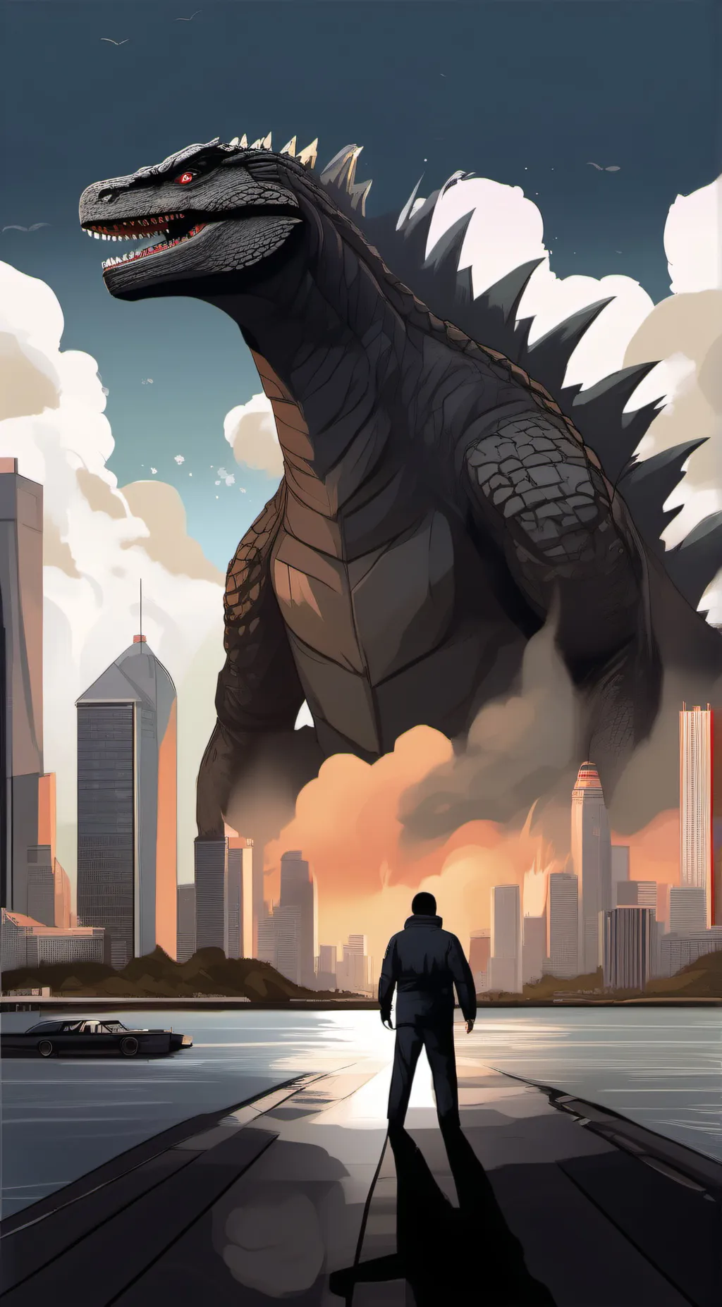 ai character: Godzilla background