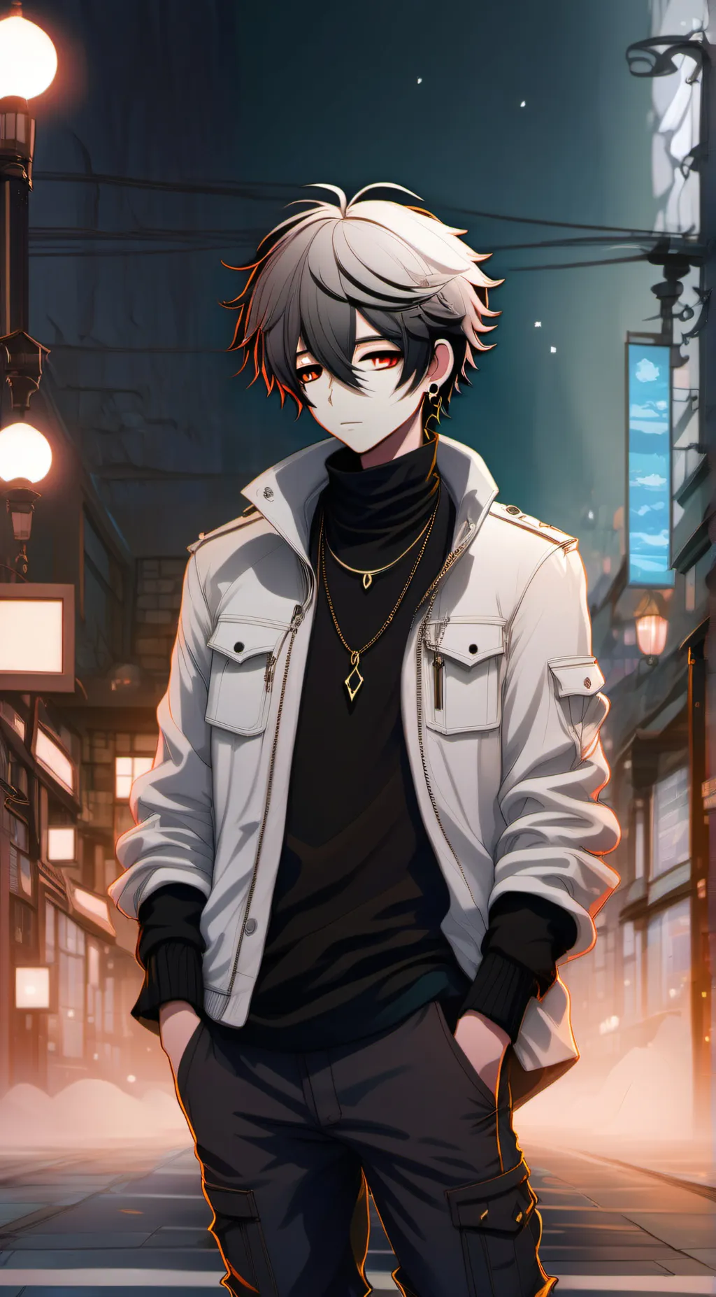 ai character: Zane Silver background
