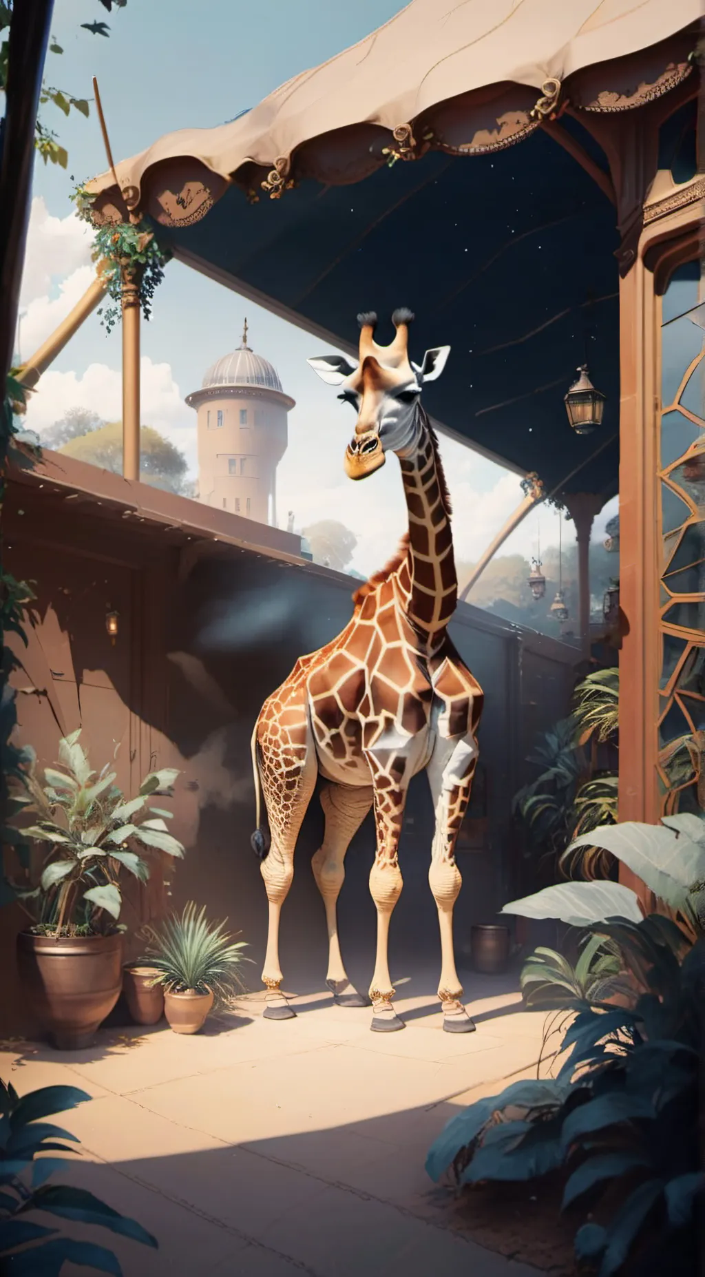 ai character: Short giraffe background