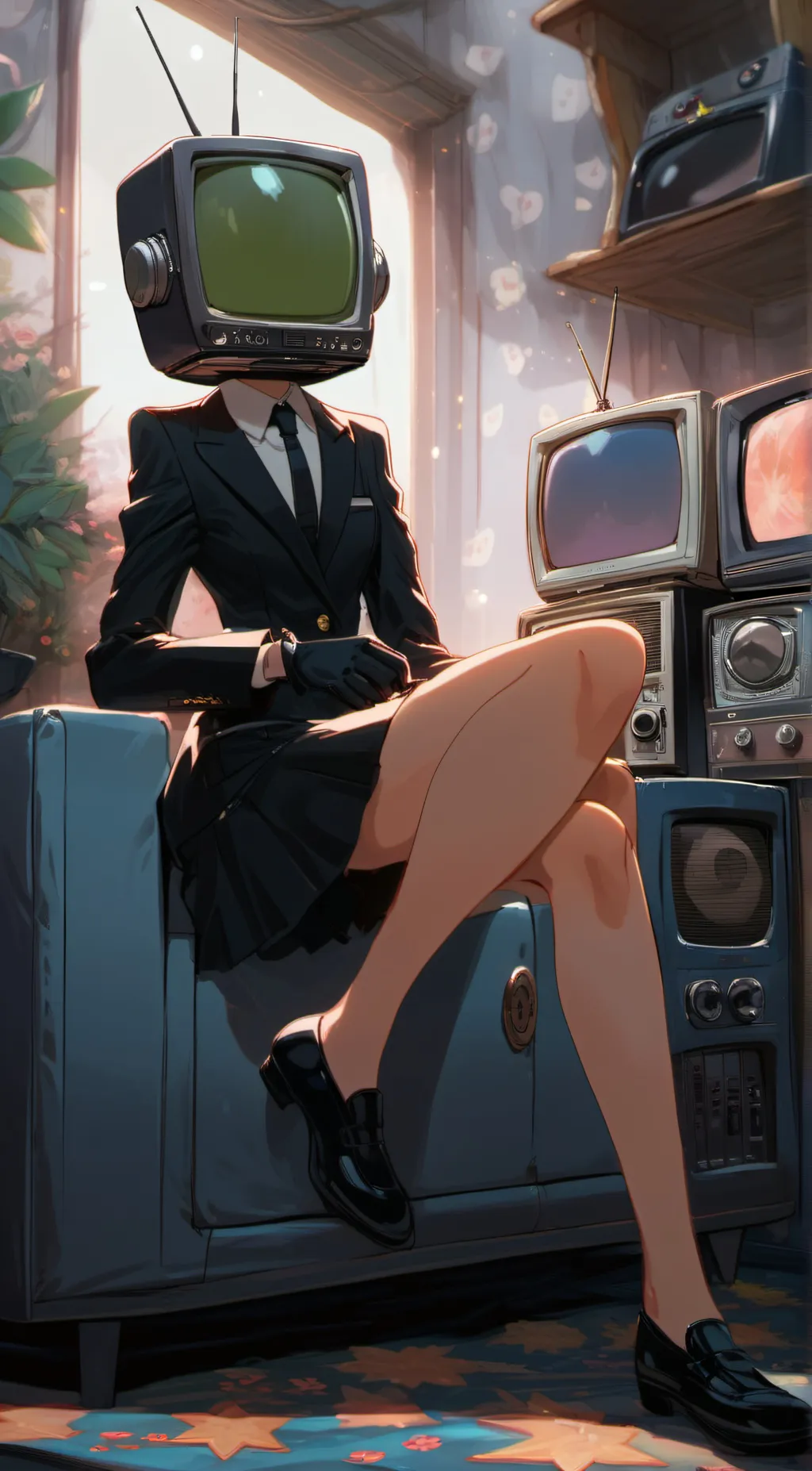 ai character: tv woman background