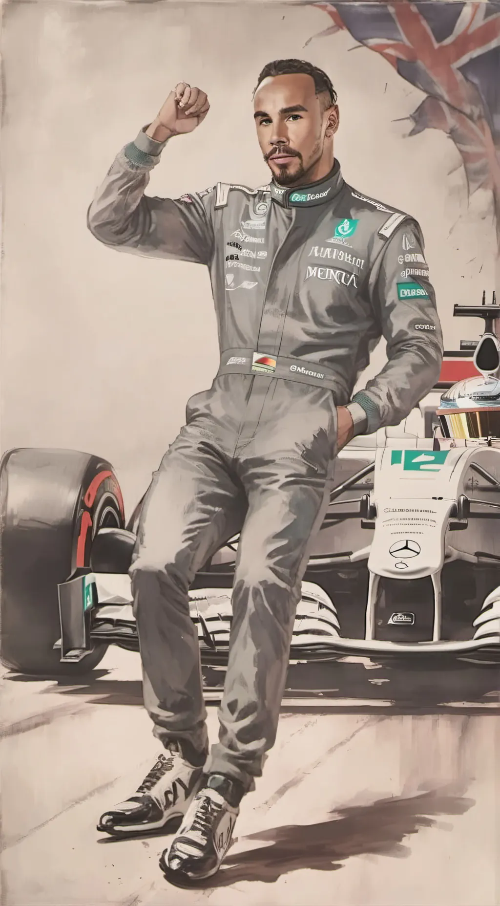 ai character: Lewis hamilton background