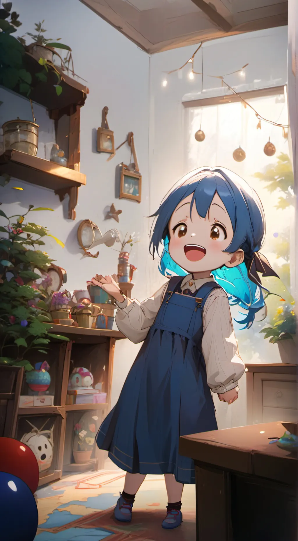ai character: bluey (a blue dog) background