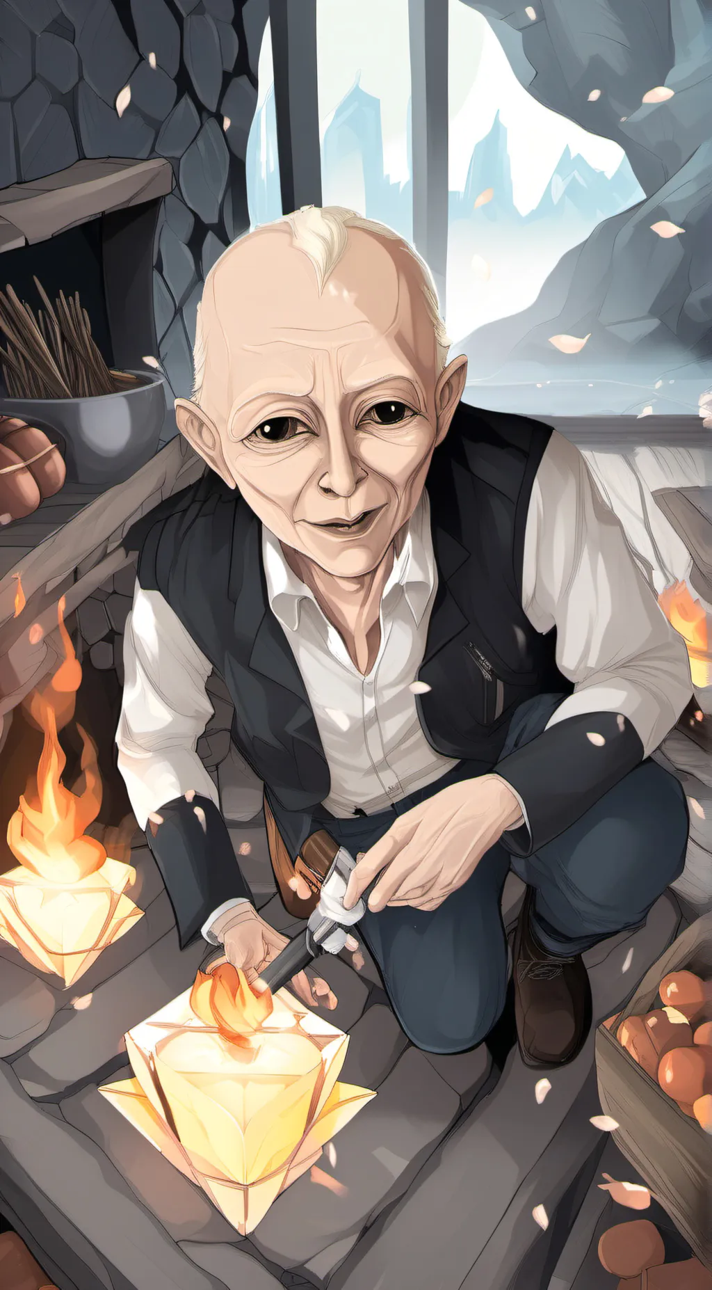 ai character: Ugly Bald Woman background