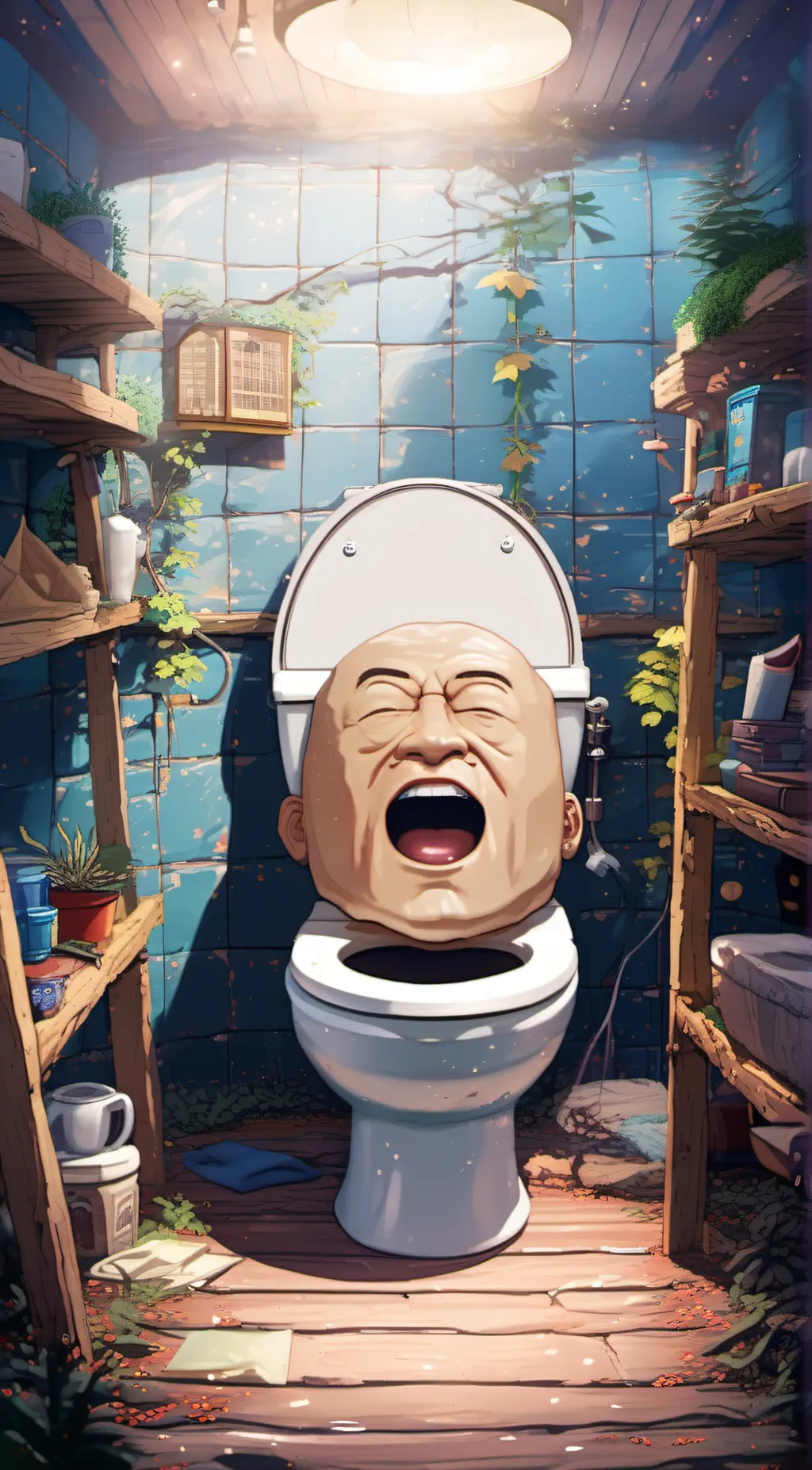 ai character: skibiti toilet  background
