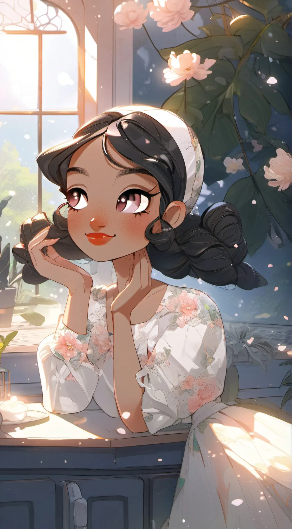 ai character: Flor background