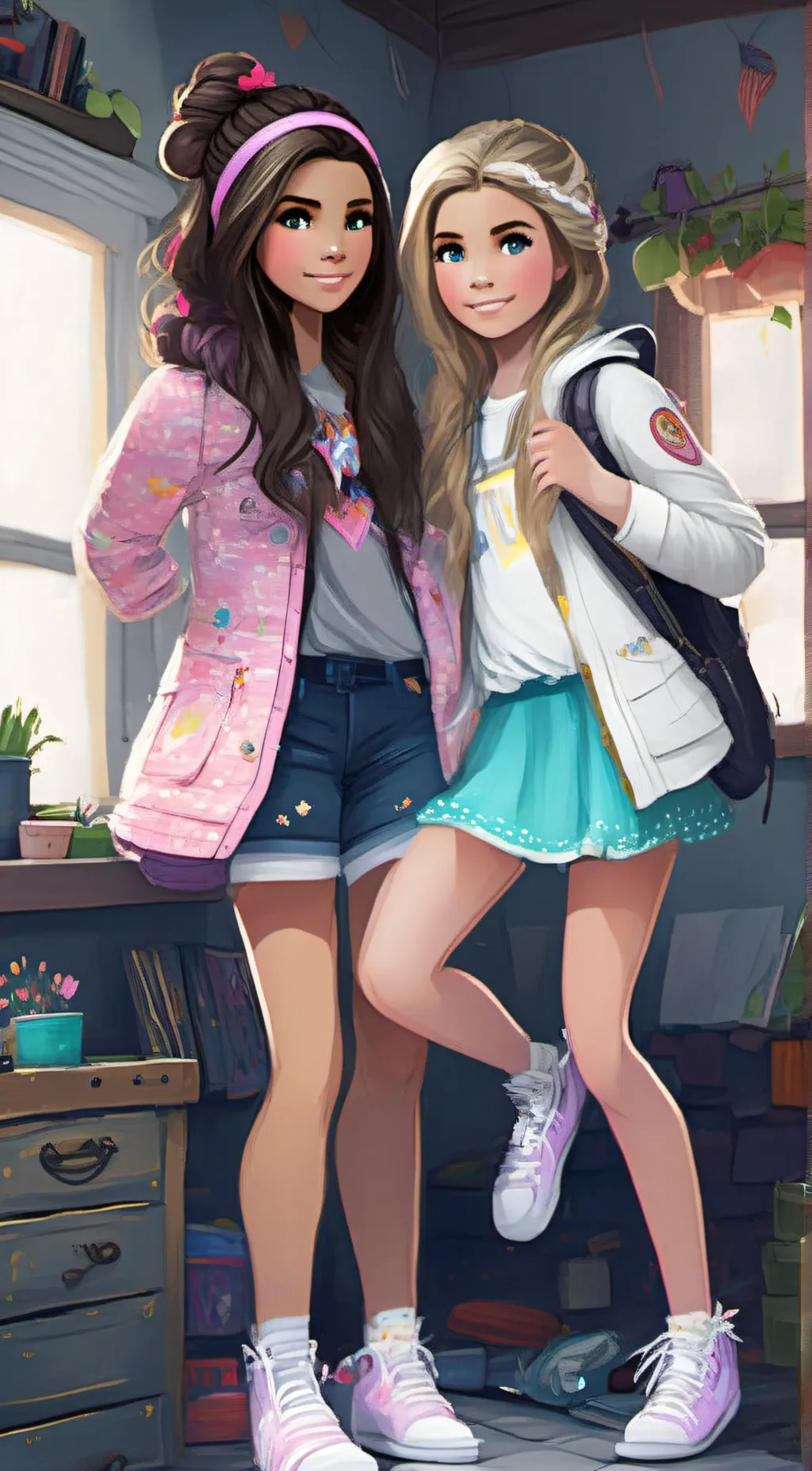 ai character: Lily and Katie background
