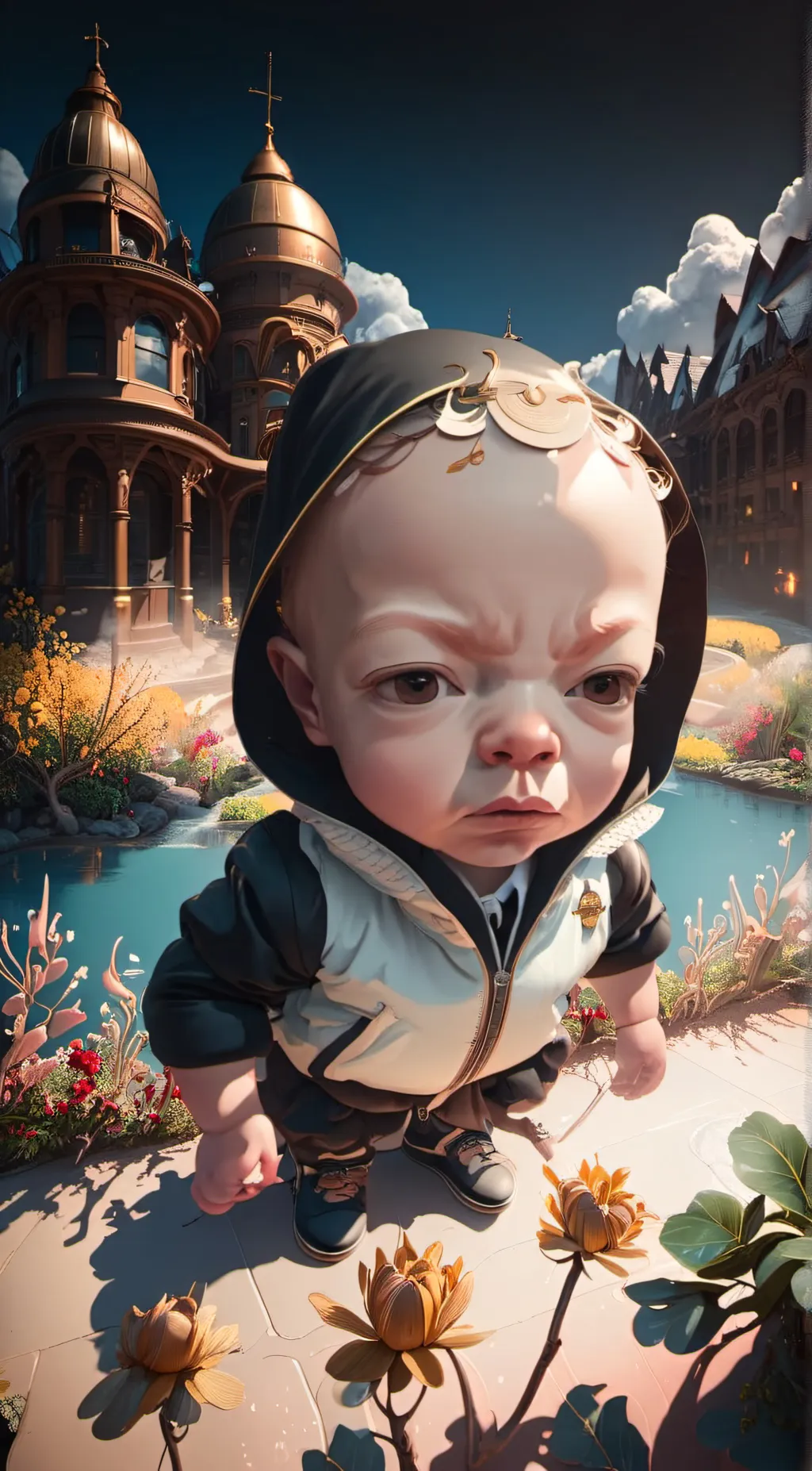 ai character: Giga chad baby background