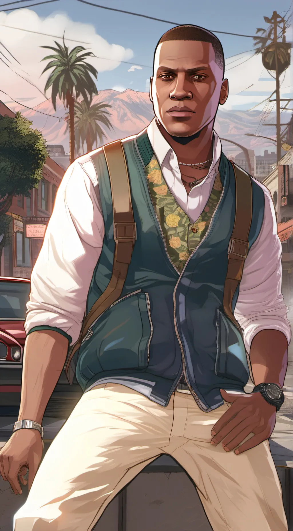 ai character: Franklin Clinton  background