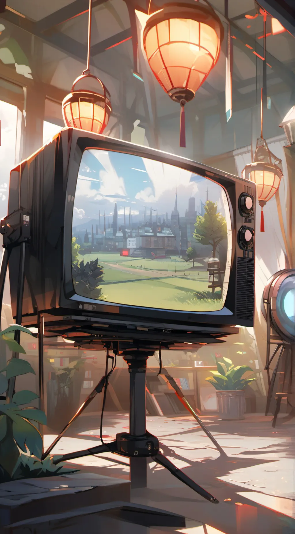 ai character: Tv "f7xyf98yfxfxf" background