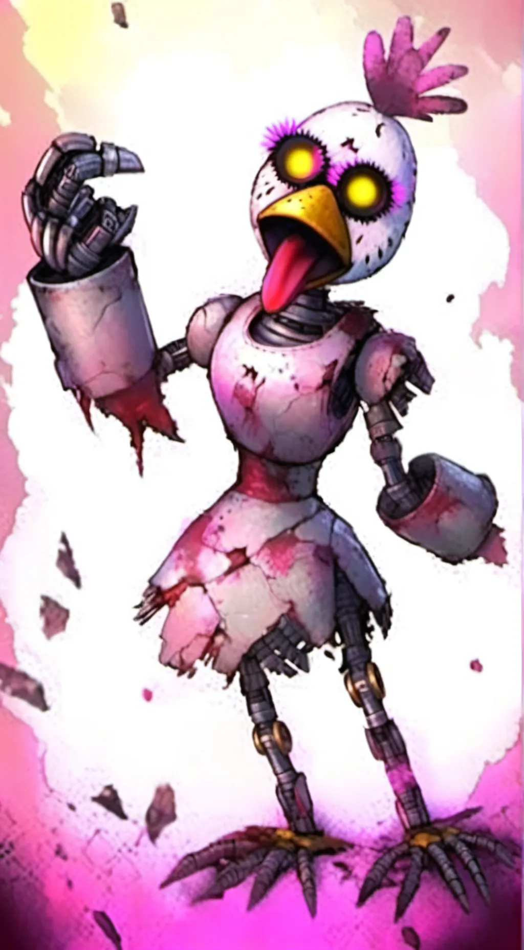 ai character: Shattered chica background