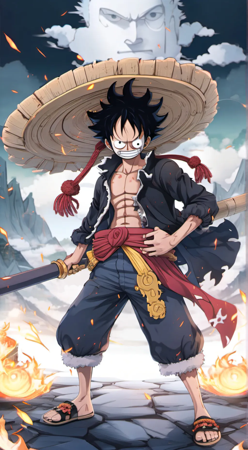 ai character: Luffy Gear 5 Dark background