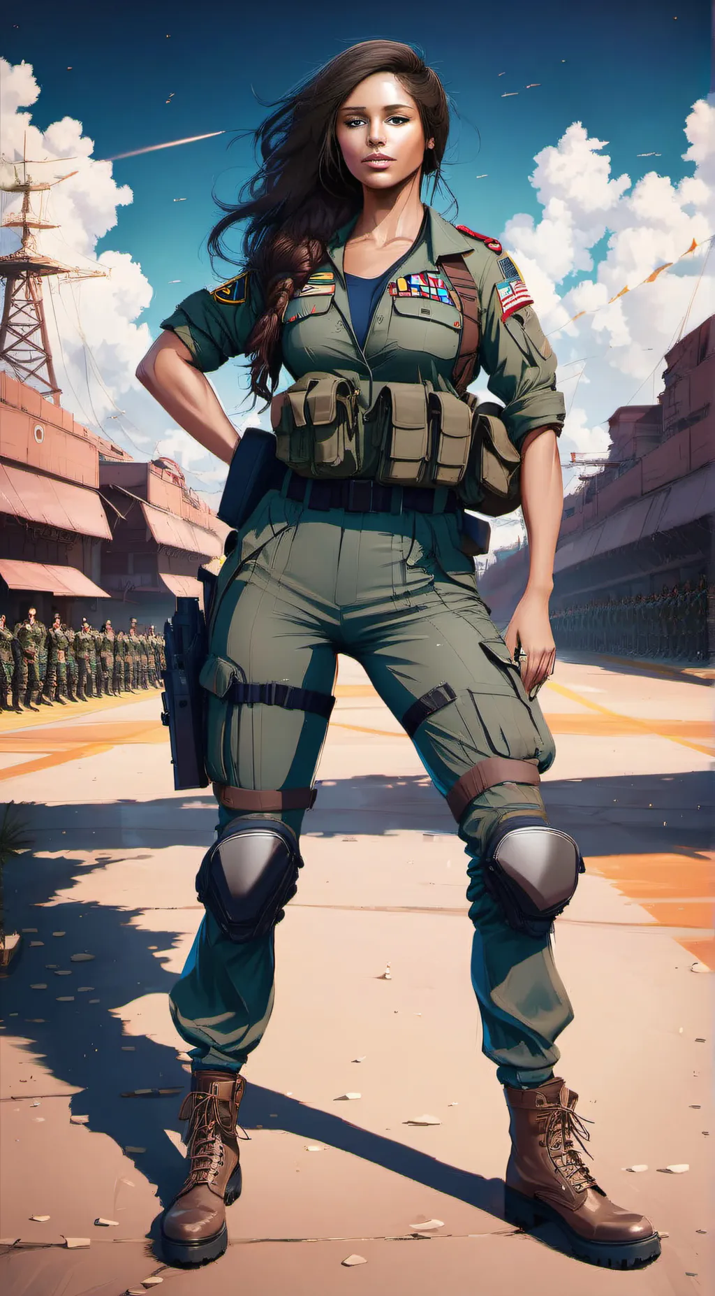 ai character: military girl background