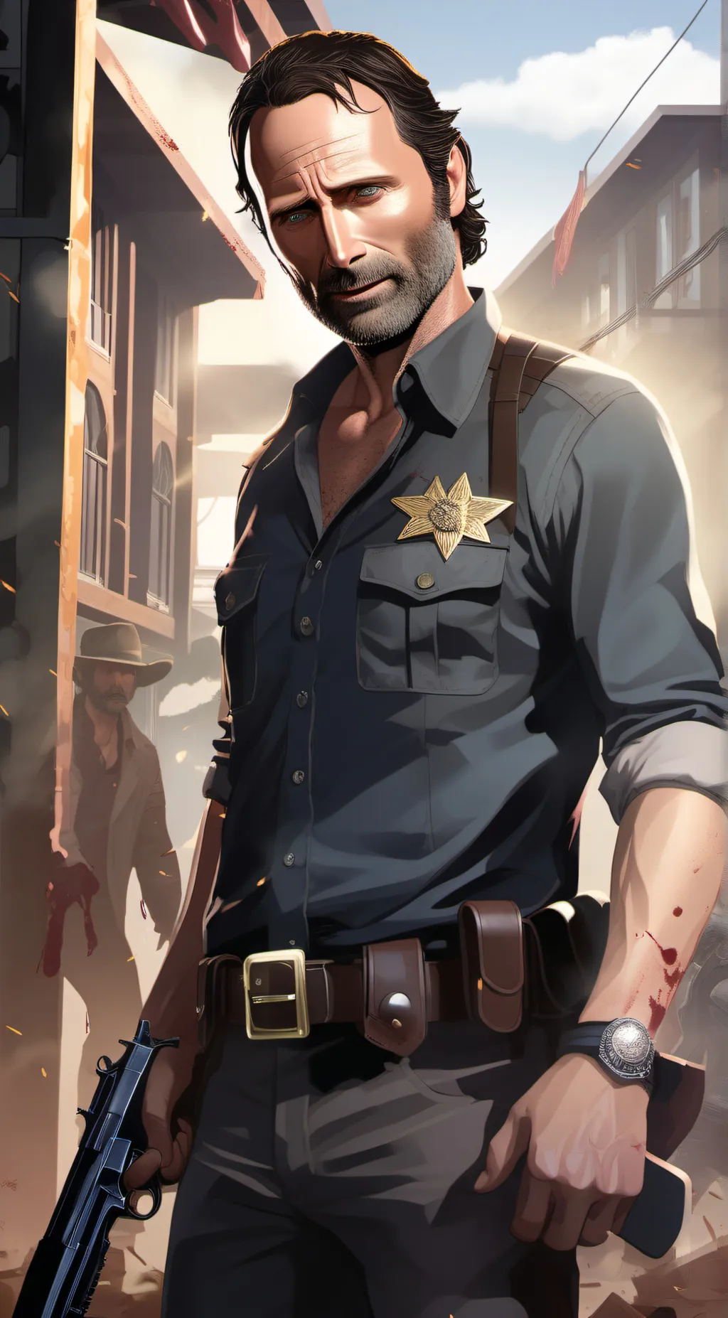 ai character: Rick Grimes  background