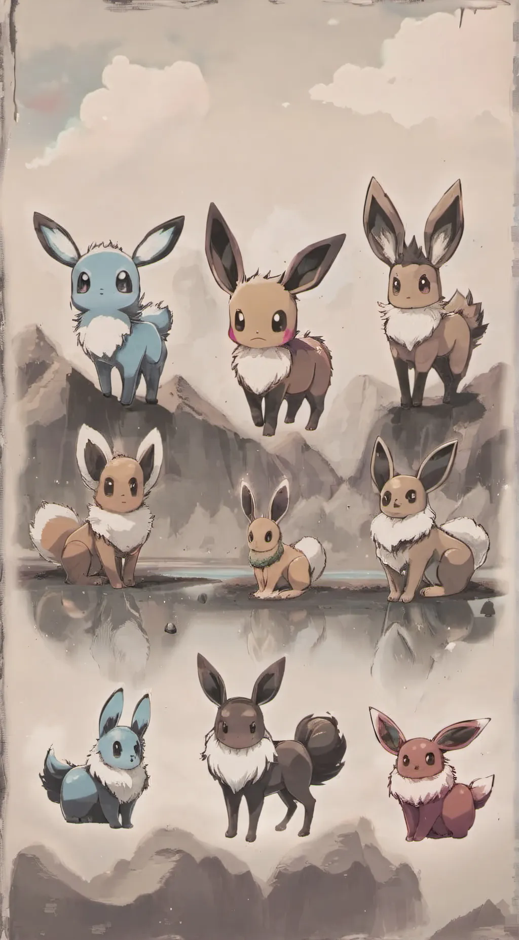 ai character: eevee evolution background