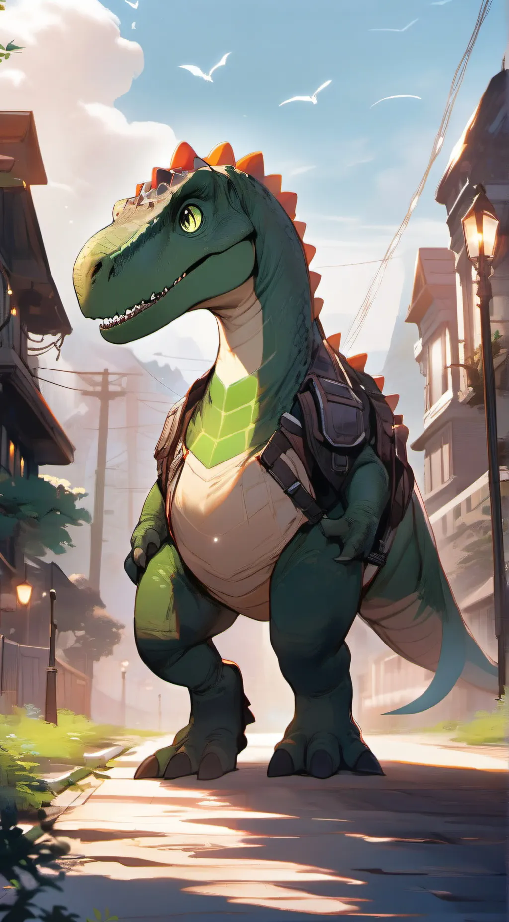 ai character: Warrior T REX background