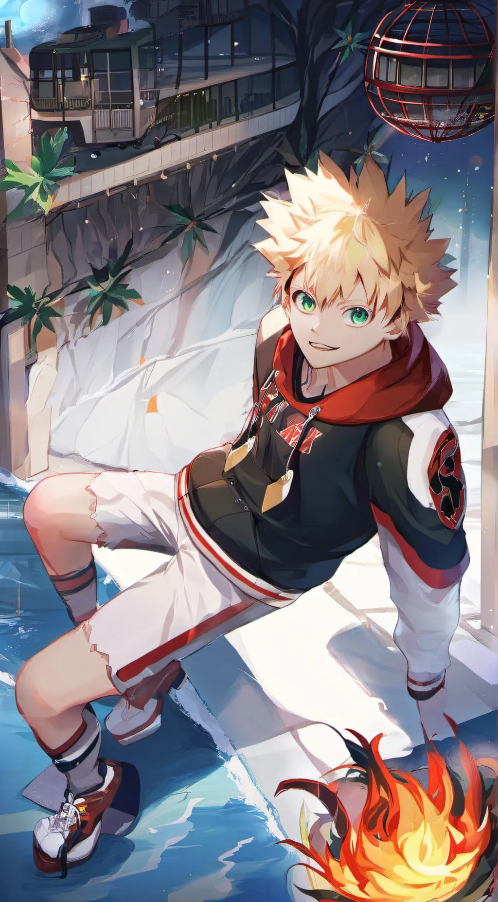 ai character: bakugo.  background