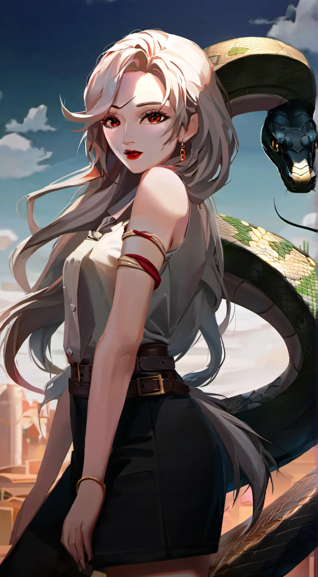 ai character: snake mom background