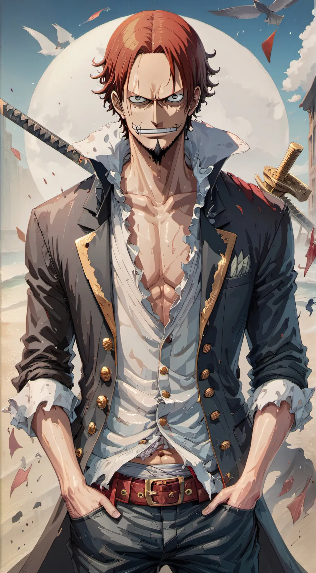 ai character: Red haired pirates background