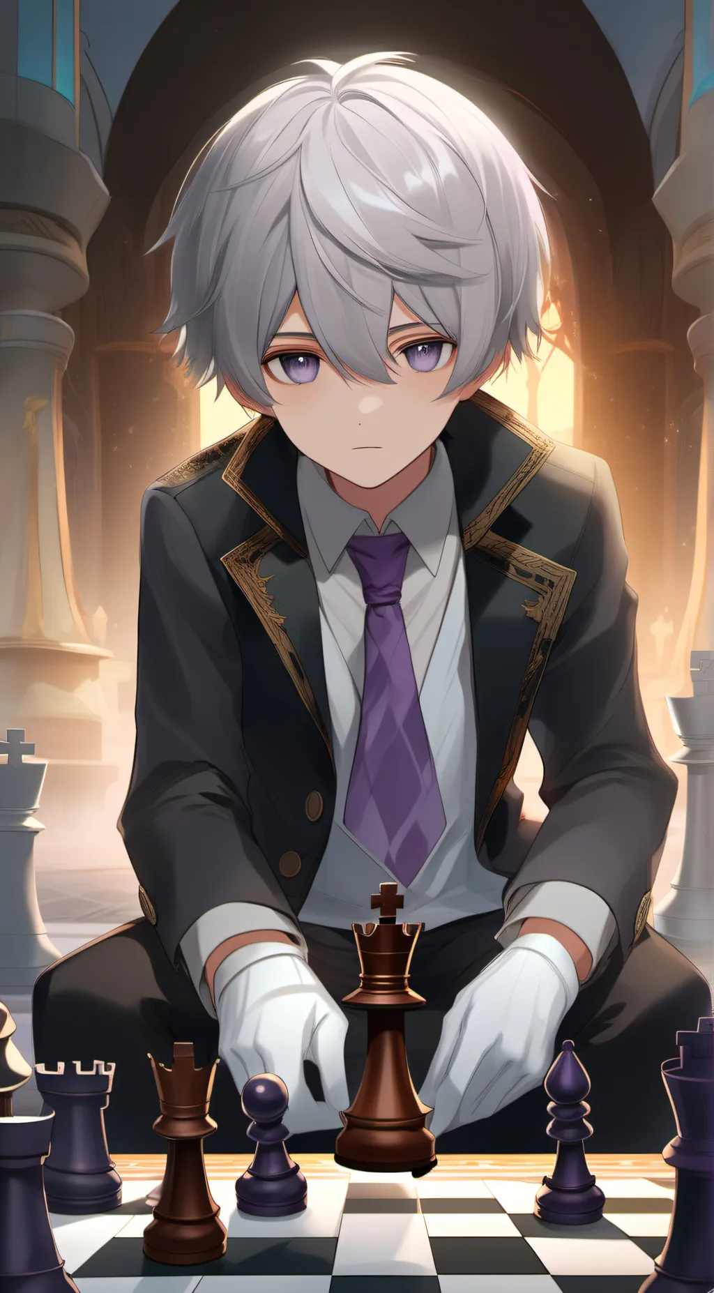 ai character: King Purple Cookie background