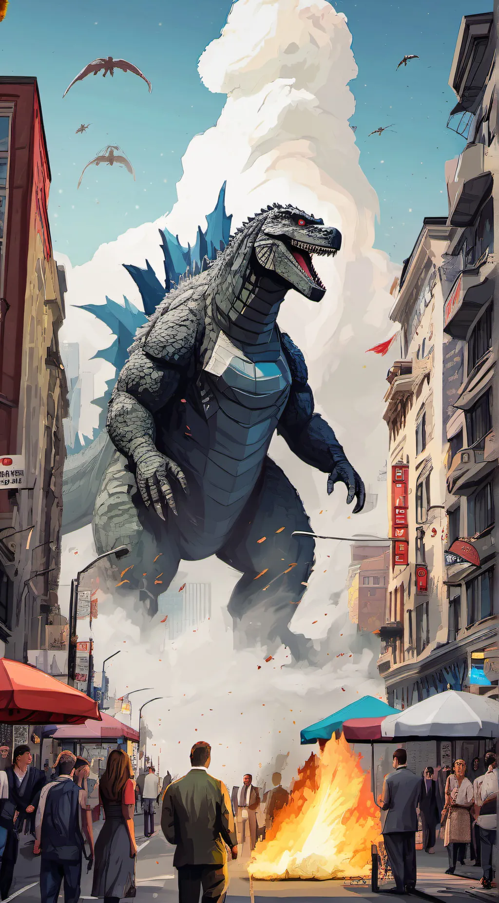 ai character: godzilla junior  background