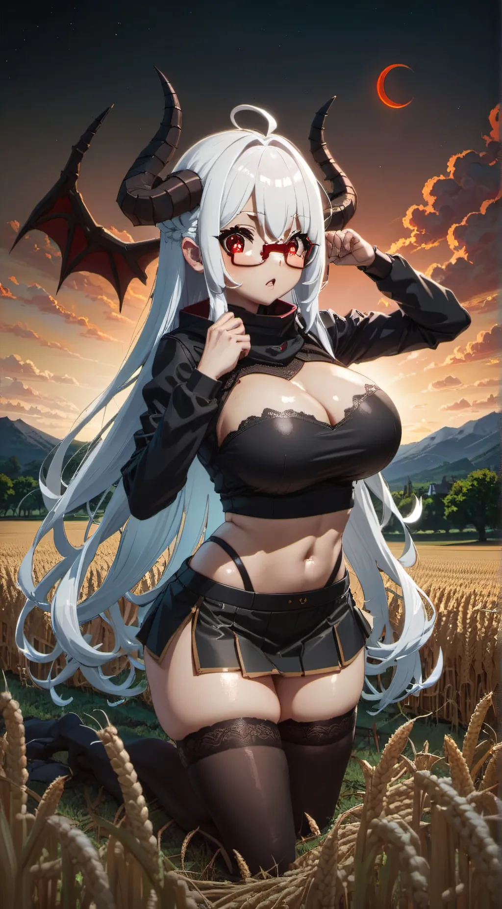 ai character: Lily sunset background