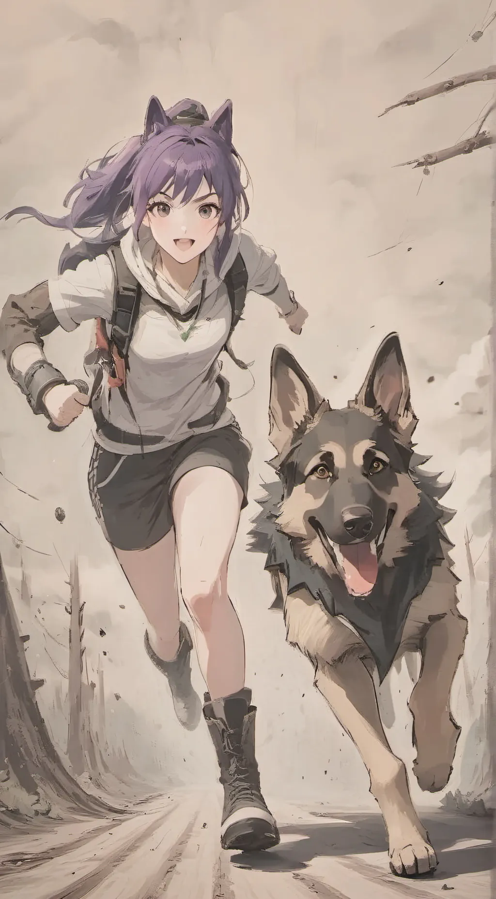 ai character: girl)Laura(dog)jax background