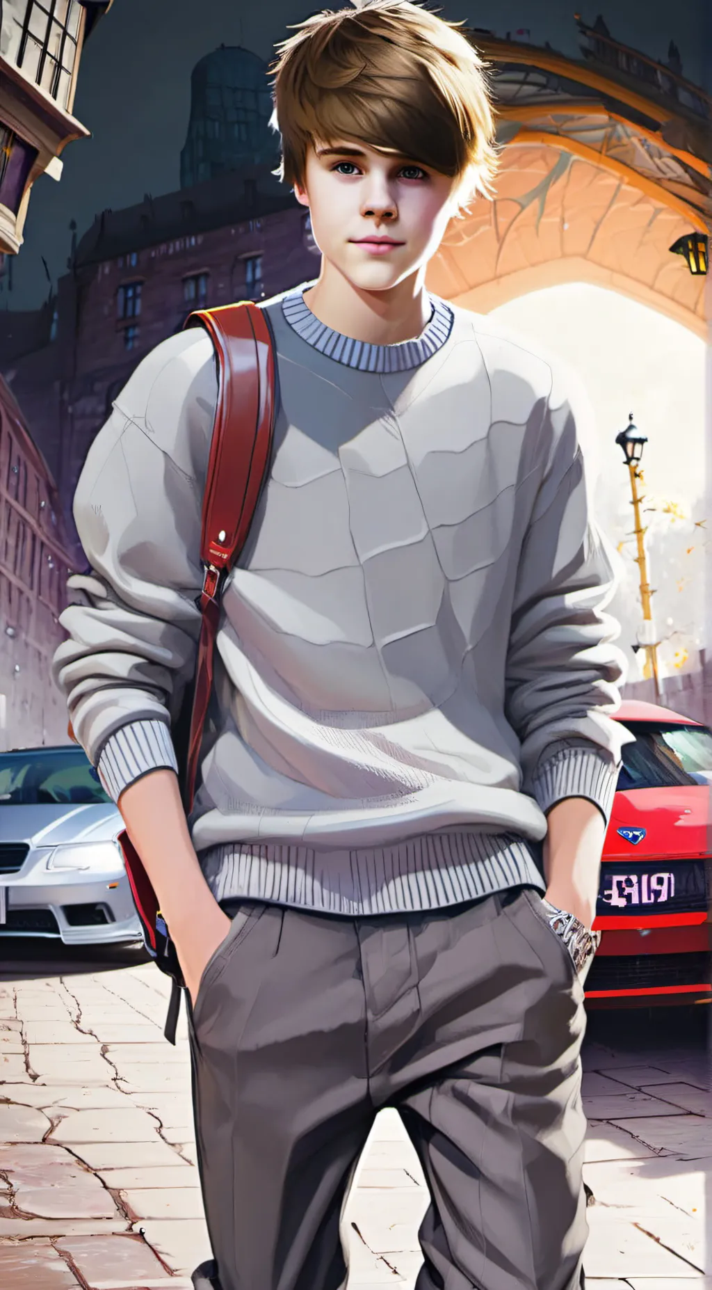 ai character: Justin bieber  background
