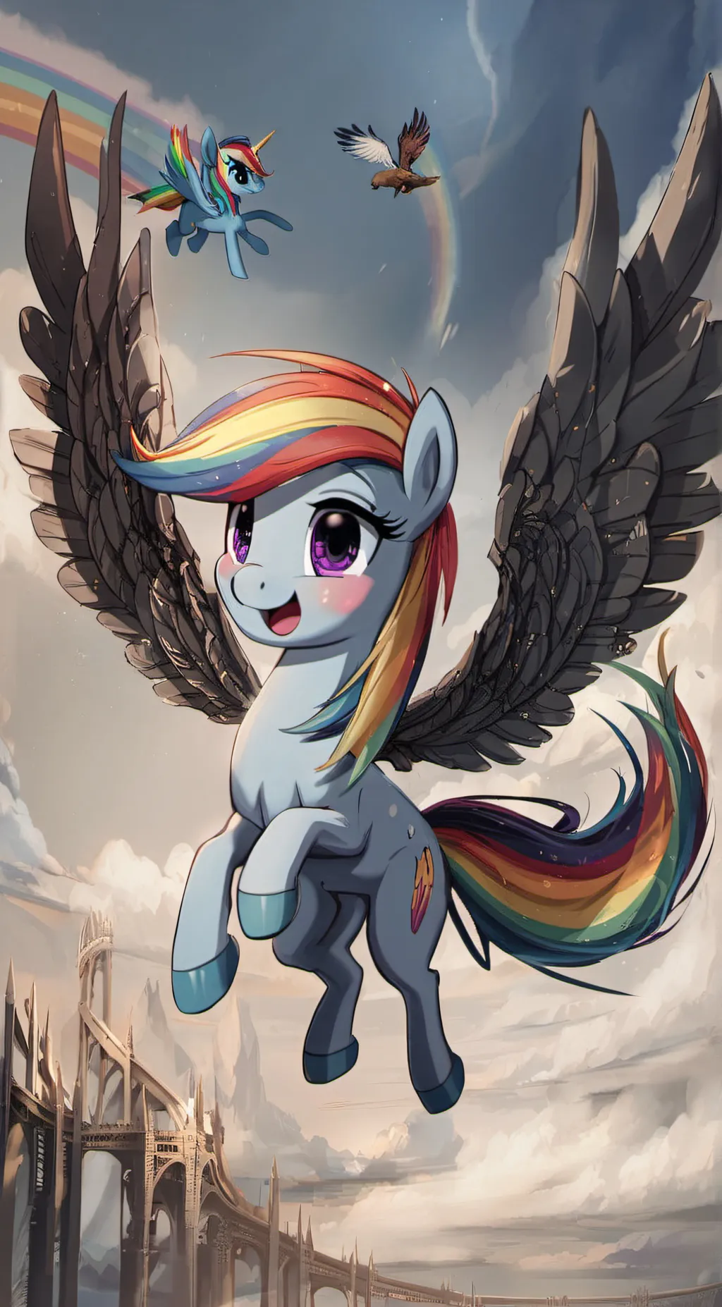 ai character: Rainbow dash  background
