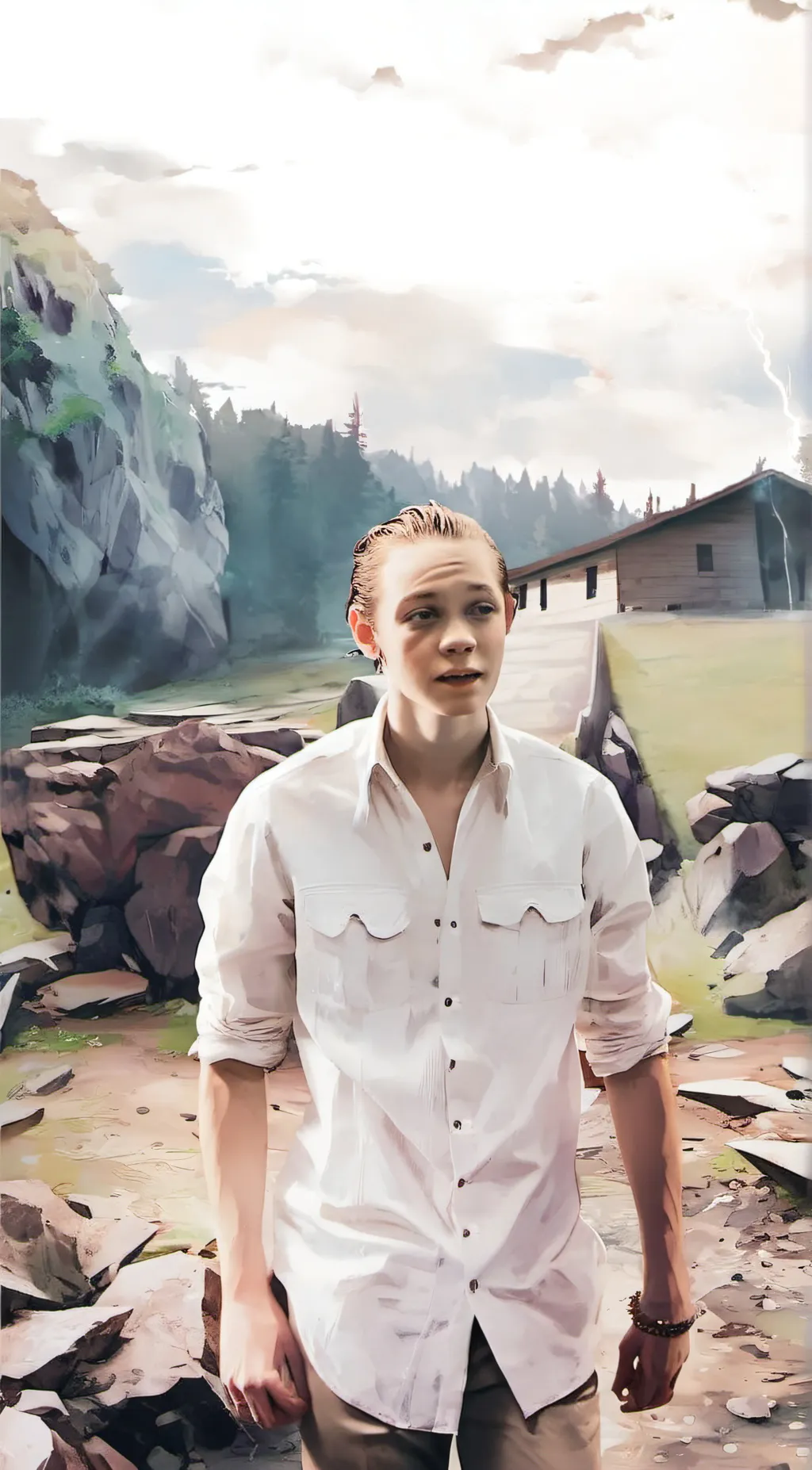 ai character: White boy carl  background