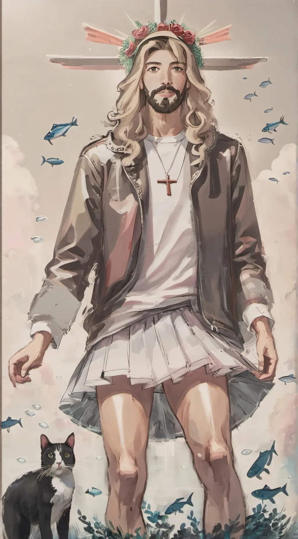 ai character: Femboy Jesus  background