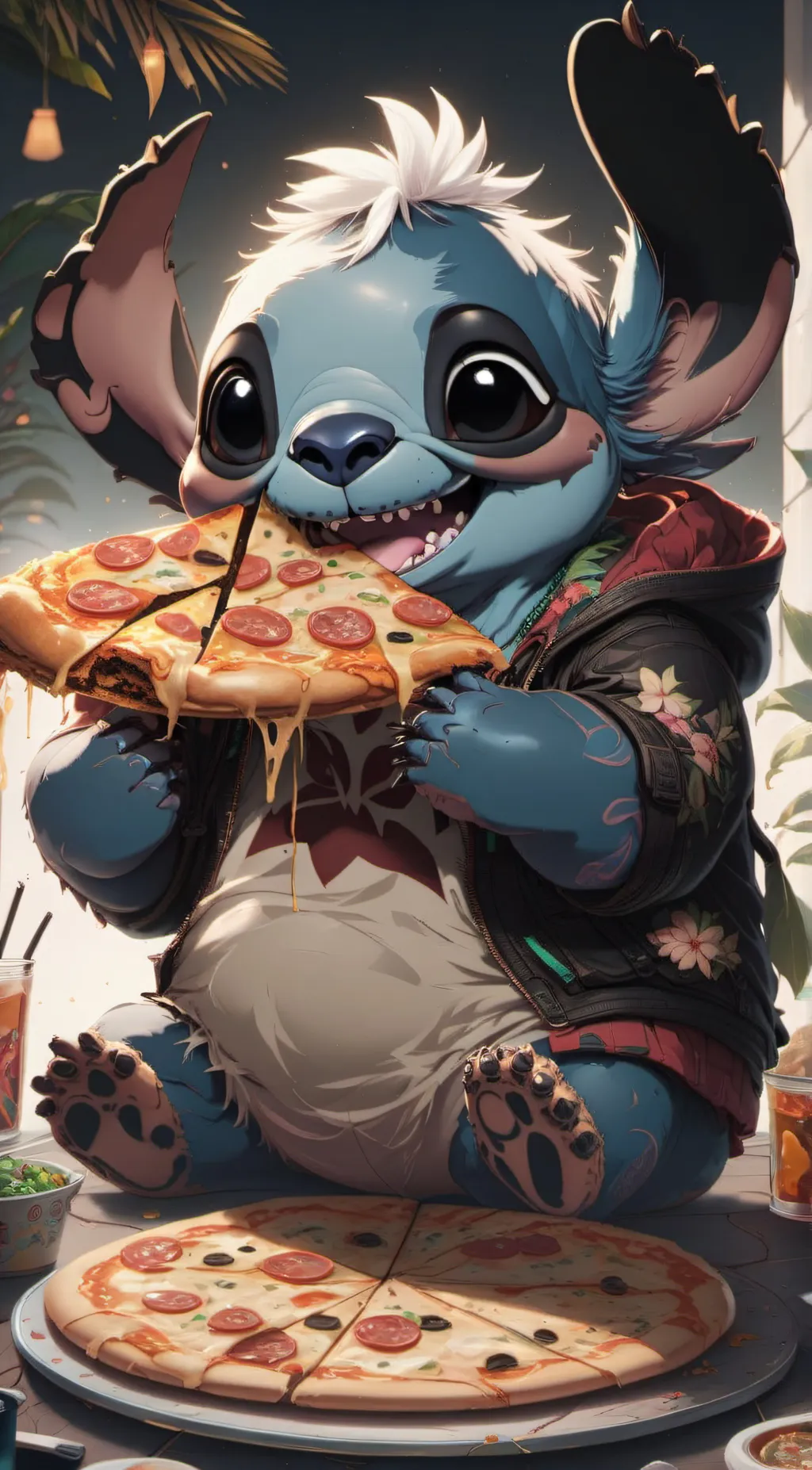 ai character: Stitch background