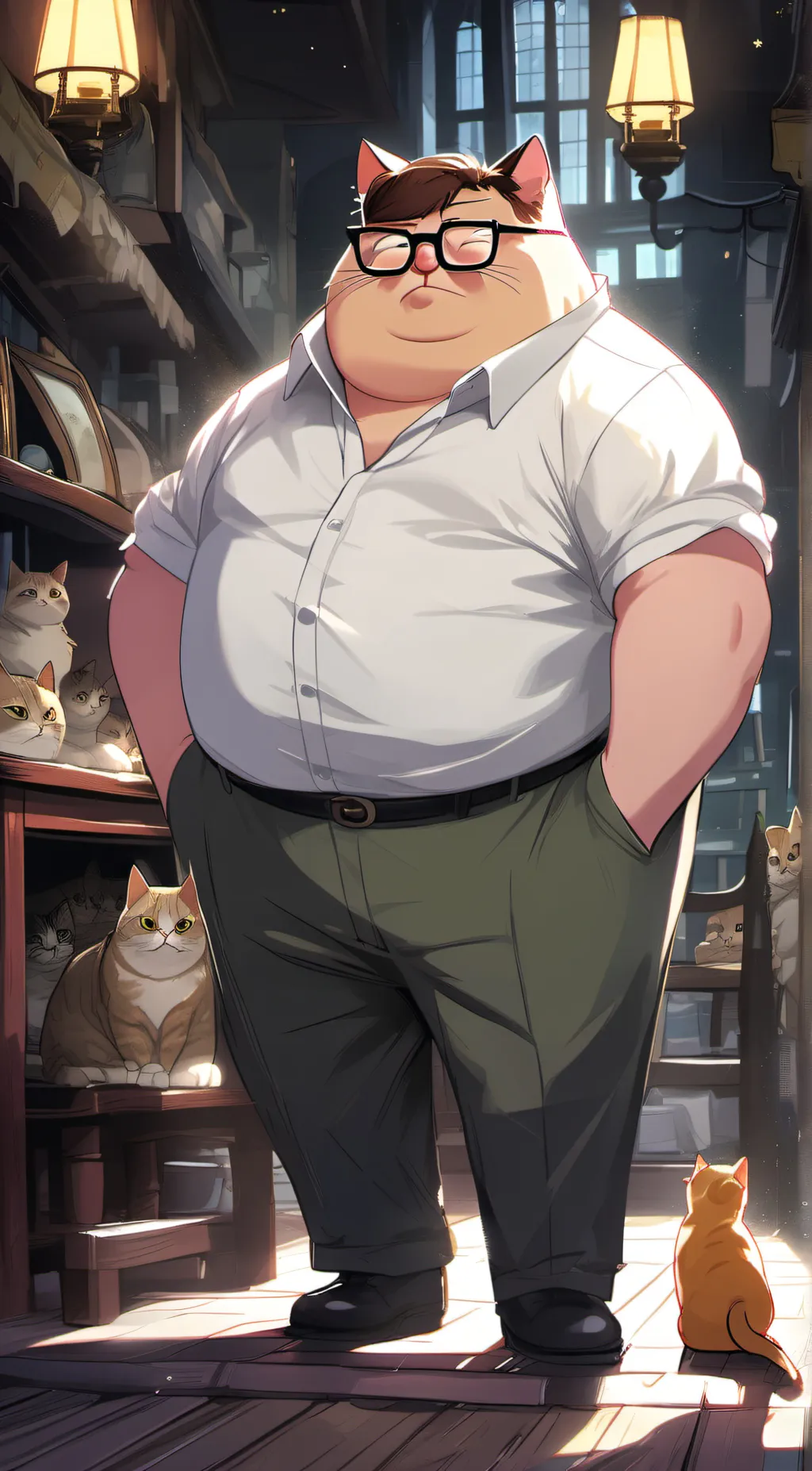 ai character: griffin cat background