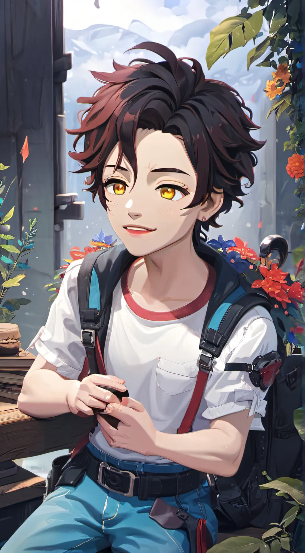 ai character: Tanjiro Kamado  background