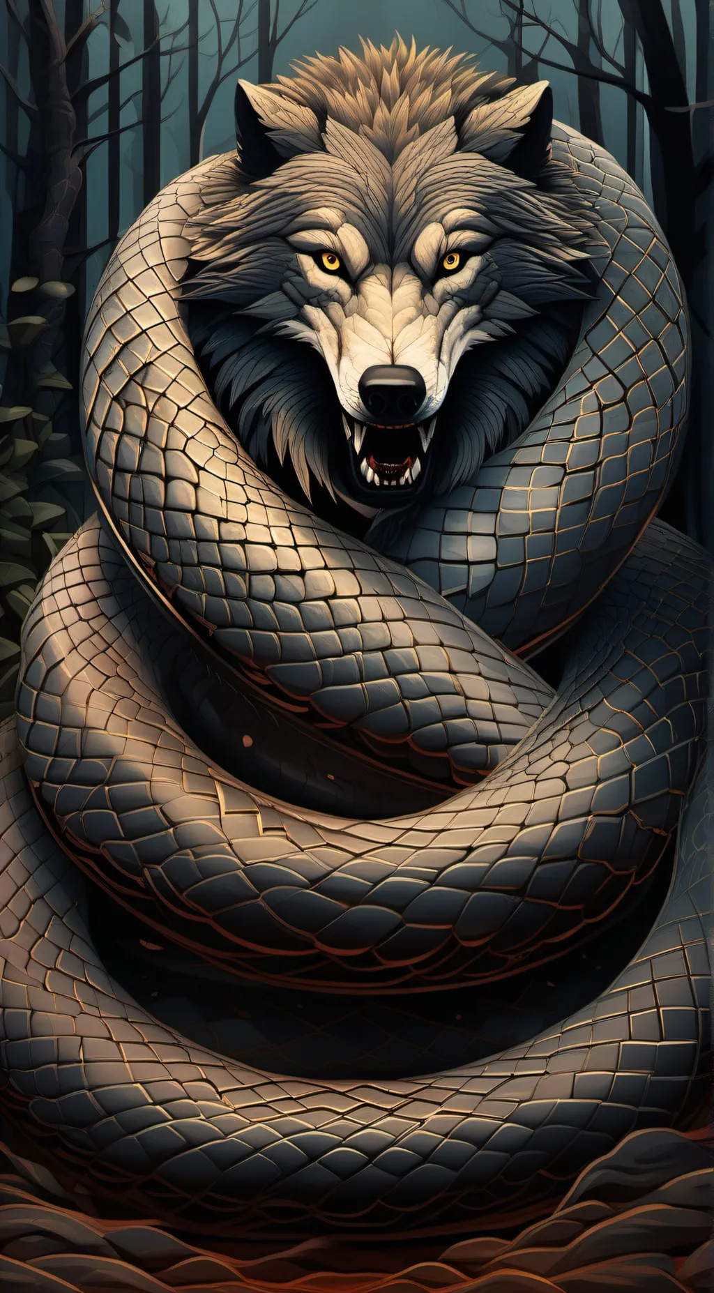 ai character: snake hypnotizing  background