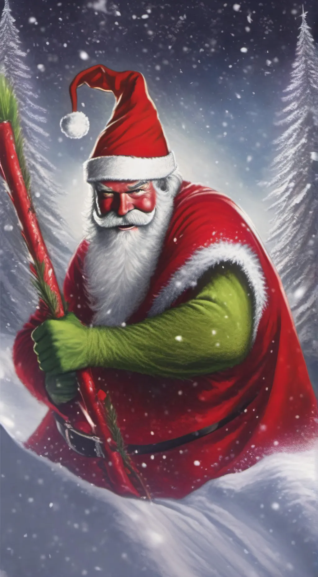 ai character: SantaGrinch background