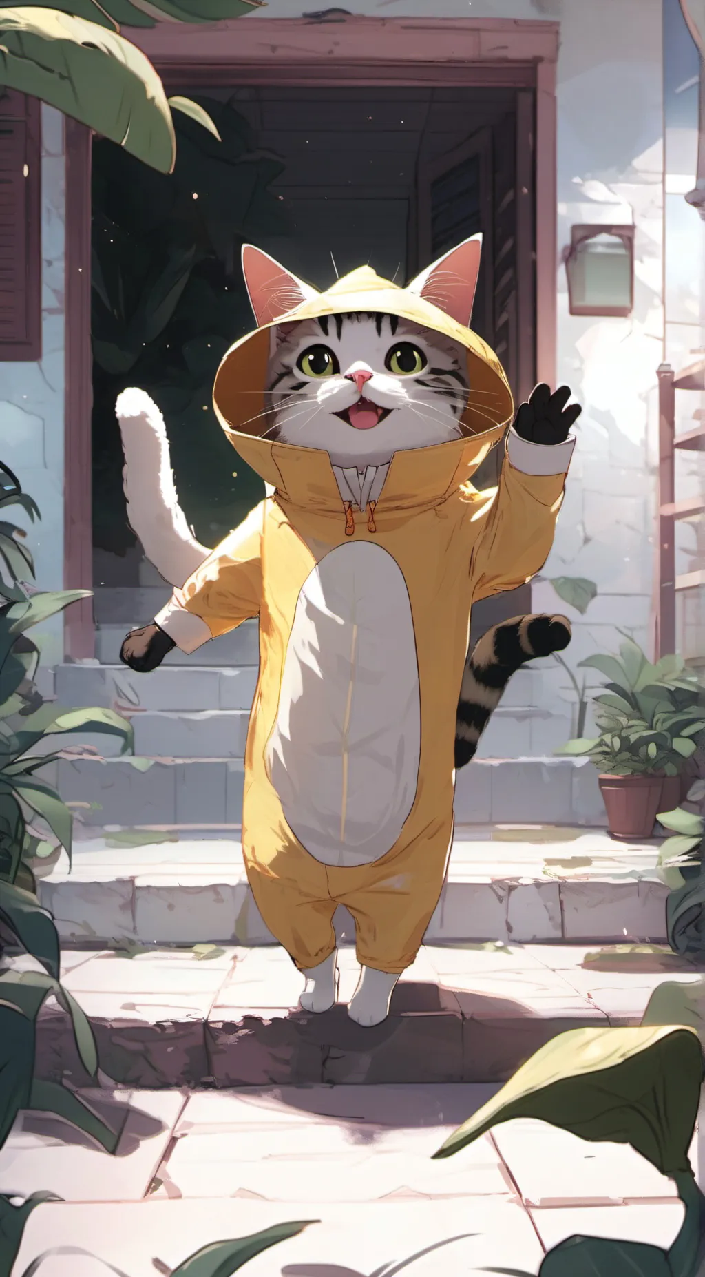 ai character: banana cat background