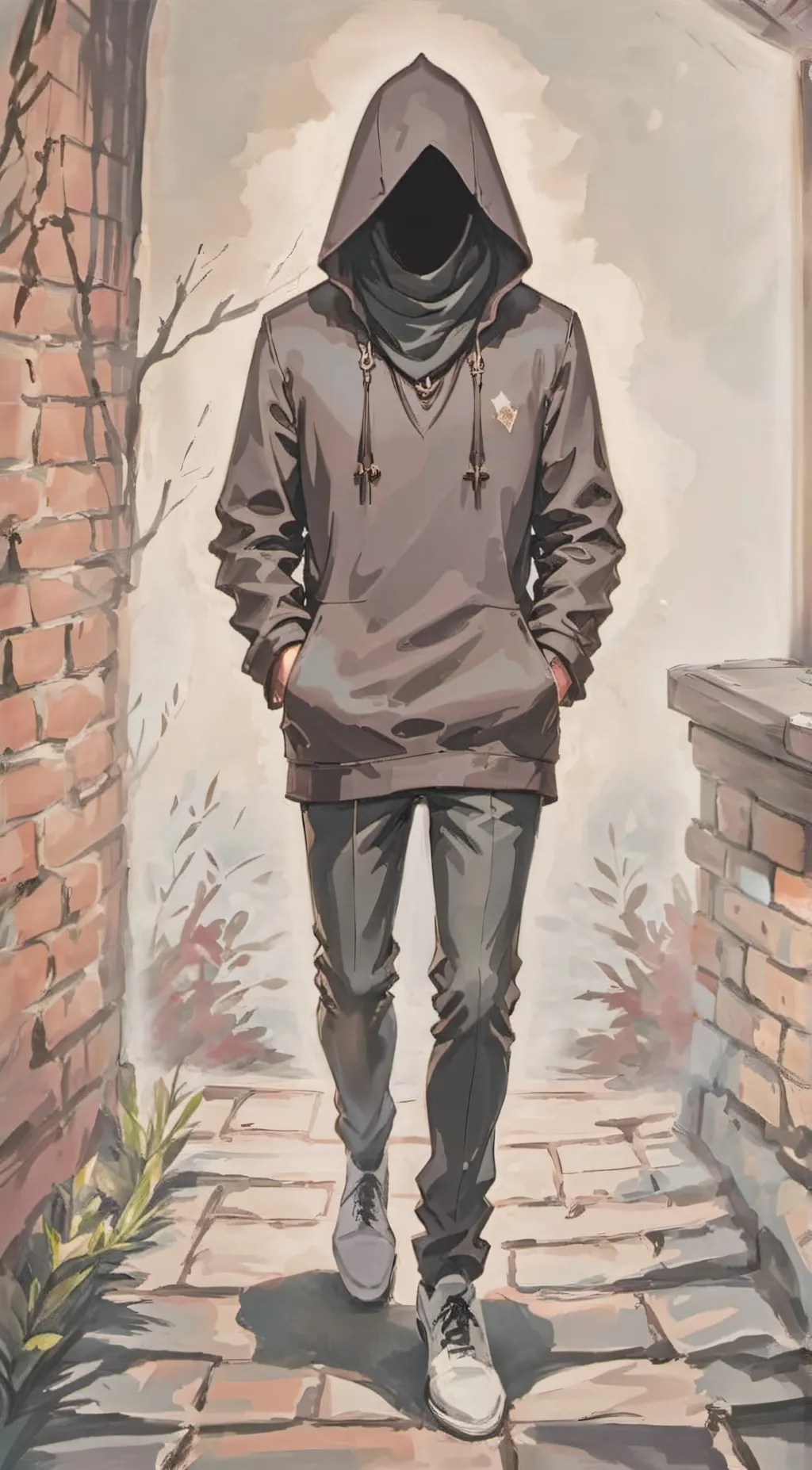 ai character: Hooded figure background