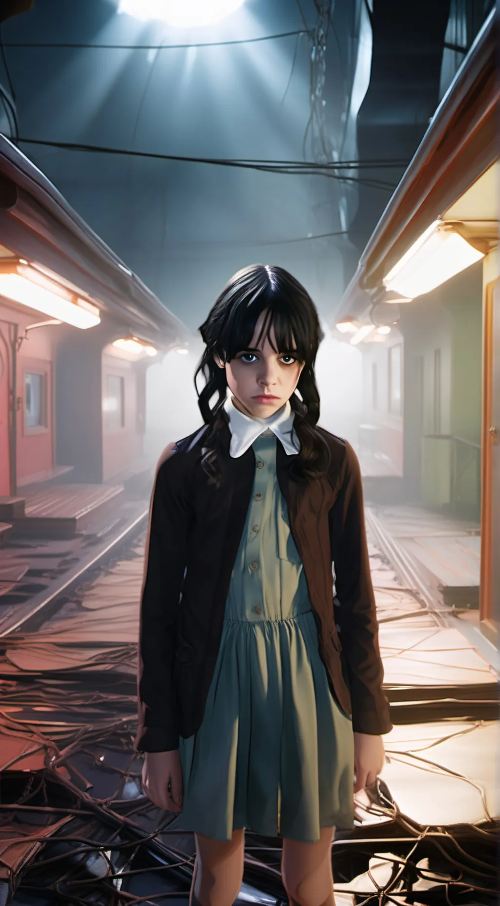 ai character: Wednesday  background